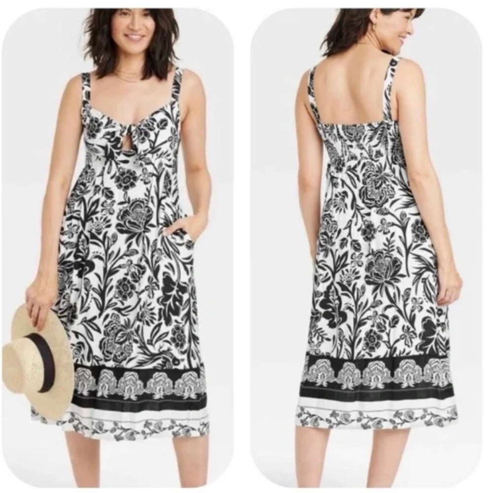 Knox Rose Black/White Floral Dress Size M